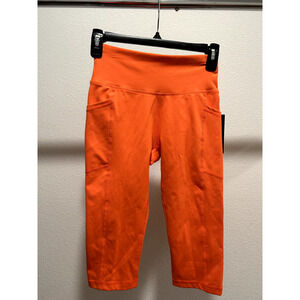 DKNY Sport Womens Balance High-Waist Tight Capri Leggings Hot Coral Support Yoga